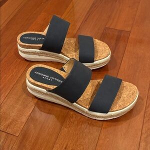 Adrienne Vittadini Cara Navy Cork Wedges